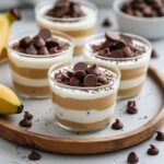 Healthy Banana Peanut Butter Greek Yogurt Pudding Cups with Chocolate Chip Tops