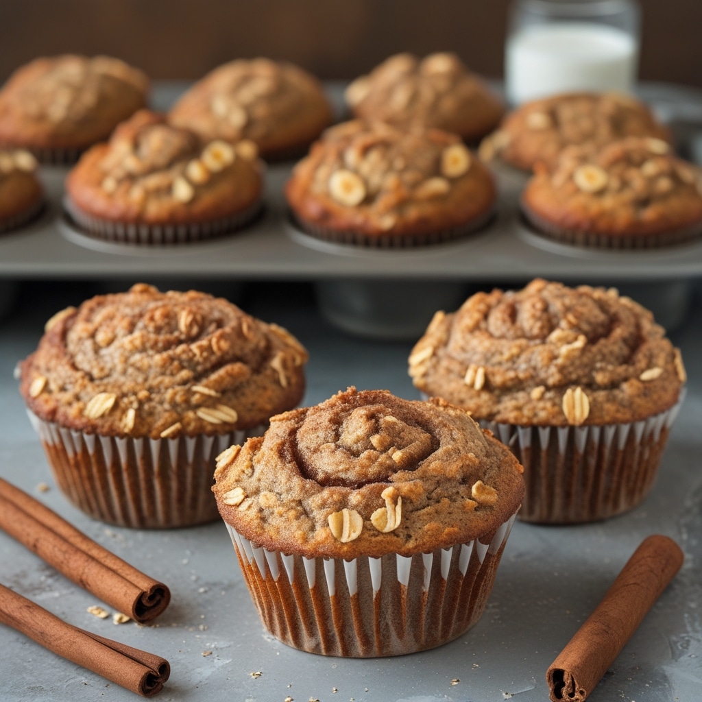 Greek Yogurt Banana Oat Muffins with Cinnamon Swirl
