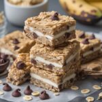Healthy Banana Oat Greek Yogurt Chocolate Chip Breakfast Squares with Soft Centers