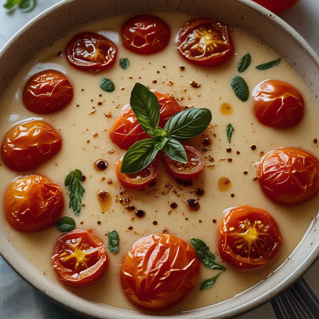 Creamy Roasted Tomato Soup with Fresh Tomatoes