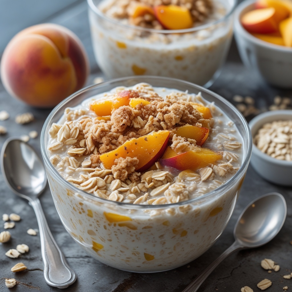 Cottage Cheese Peach Cobbler Overnight Oats