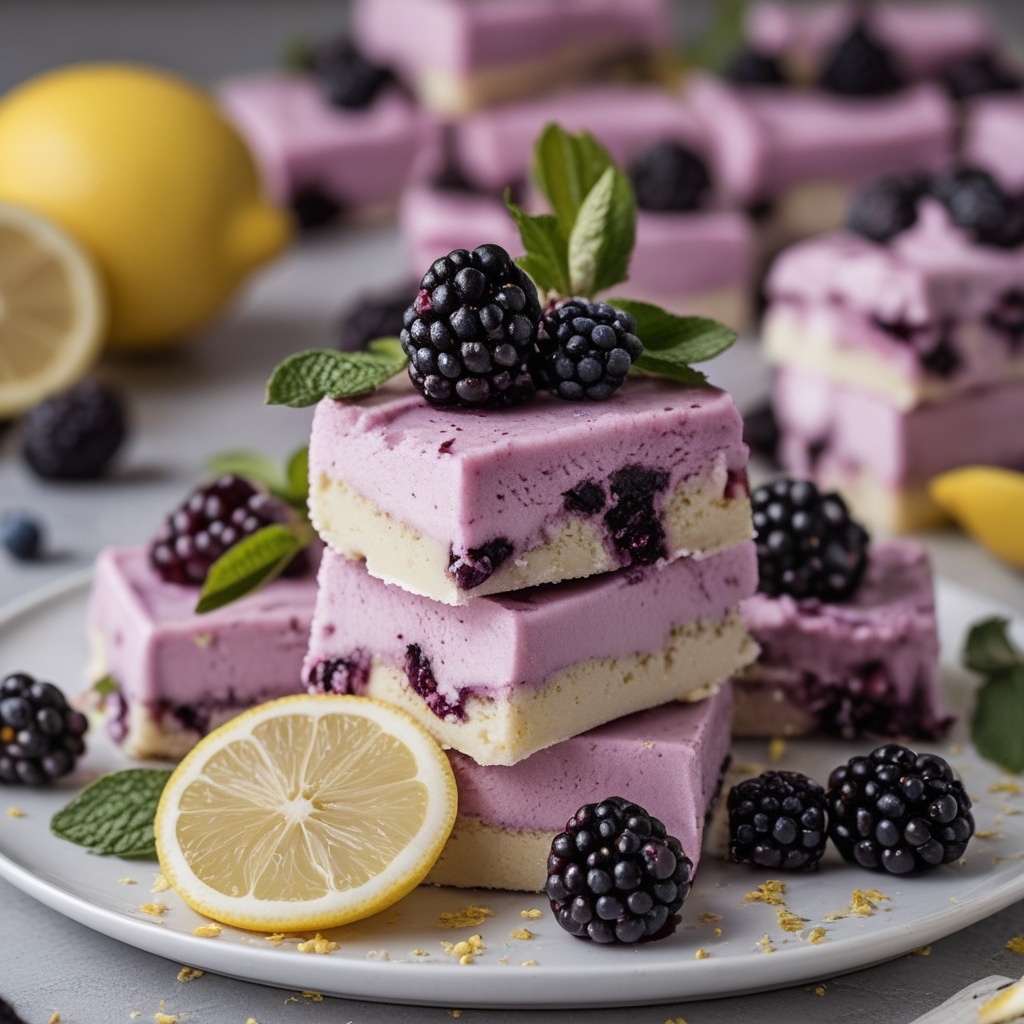 Blackberry Lemon Protein Frozen Yogurt Bars