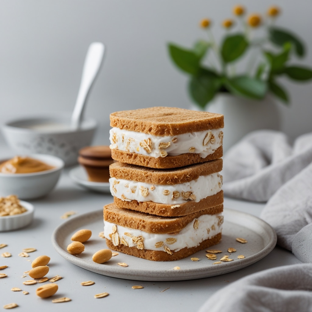 Peanut Butter Oat Frozen Yogurt Sandwiches