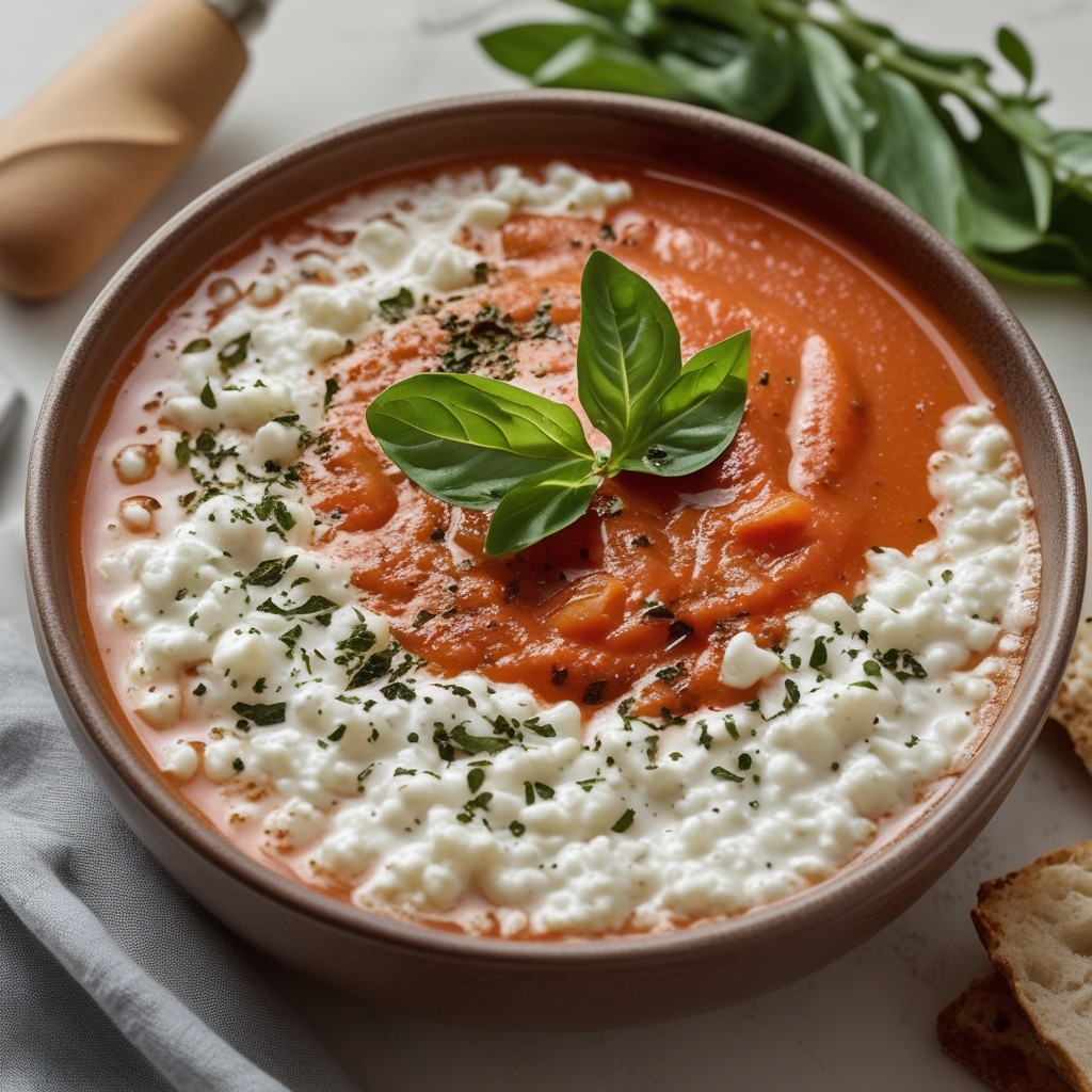 High-Protein Tomato Soup with Cottage Cheese