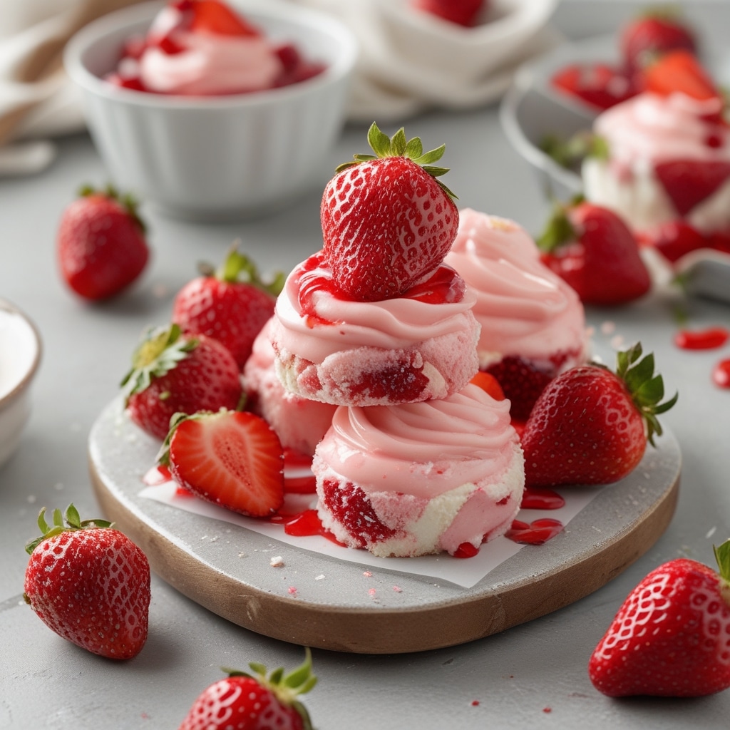 Frozen Strawberry Shortcake Greek Yogurt Bites