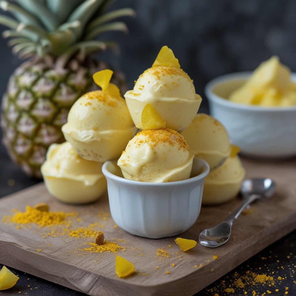 Pineapple Turmeric Protein Frozen Yogurt Bites