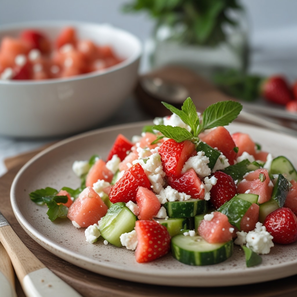 Strawberry Watermelon Feta Cucumber Salad