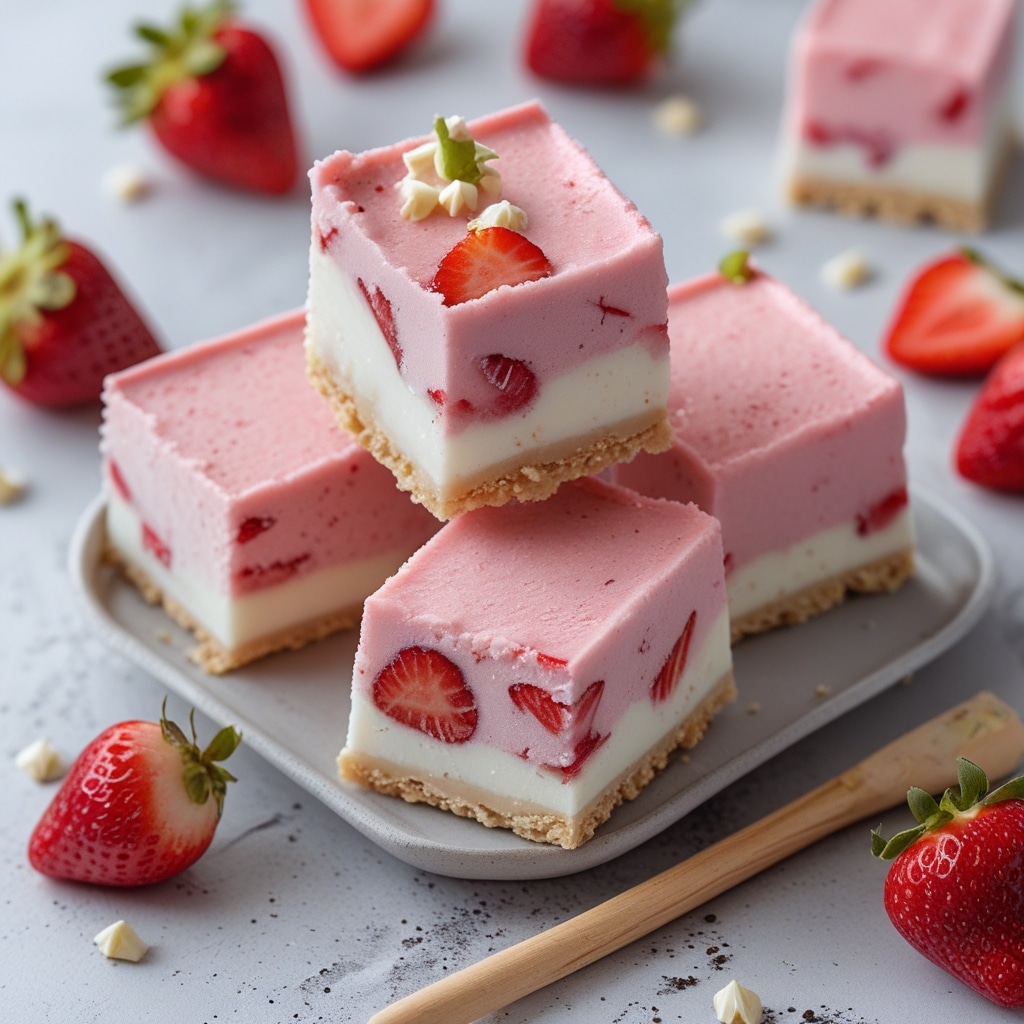Strawberry Vanilla Protein Frozen Yogurt Bars