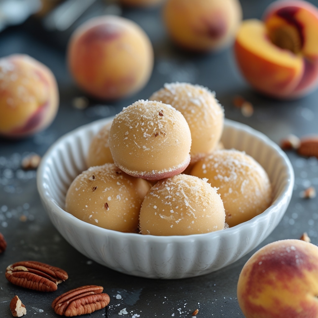 Peach Pecan Protein Frozen Yogurt Bites
