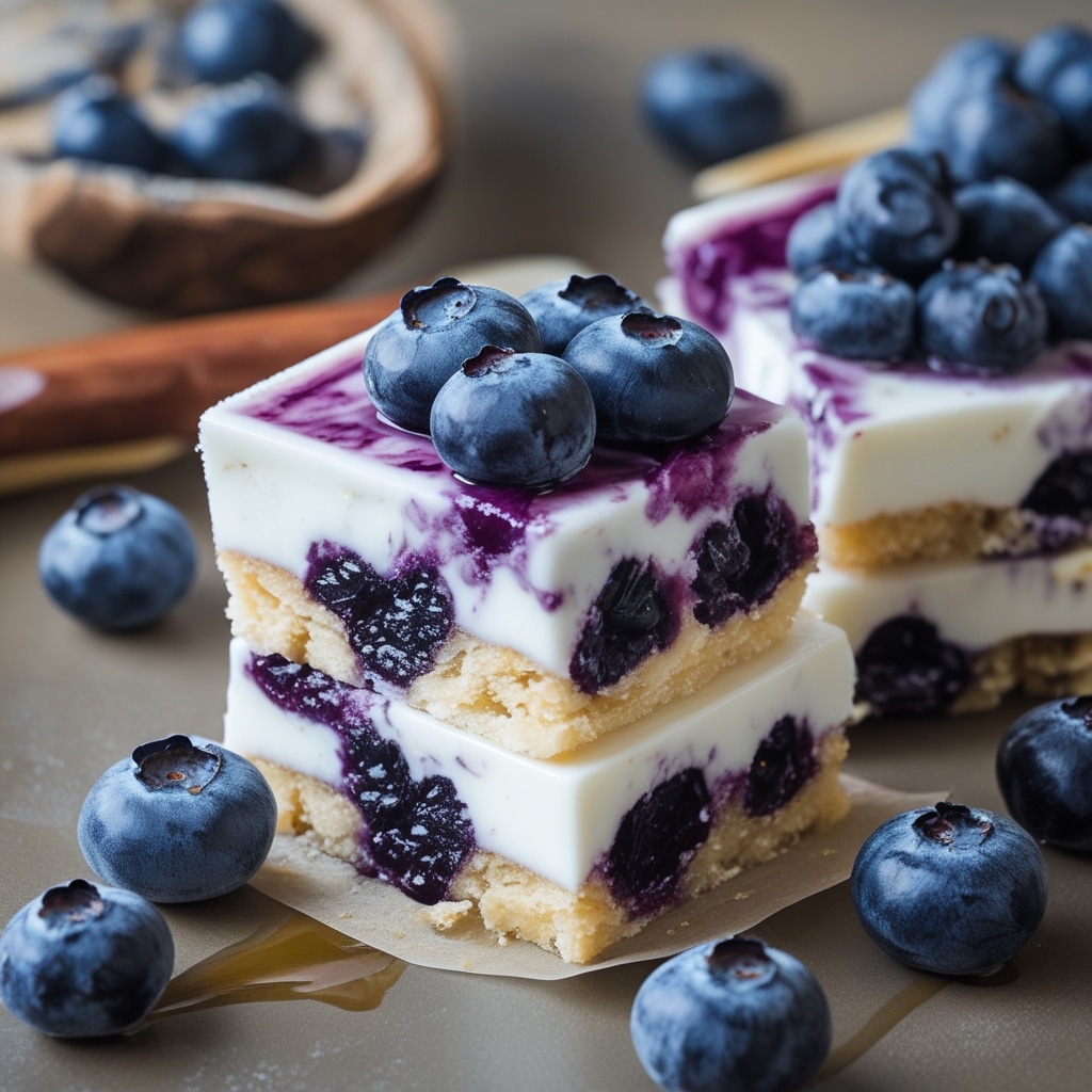 - Frozen Blueberry Vanilla Greek Yogurt Bars