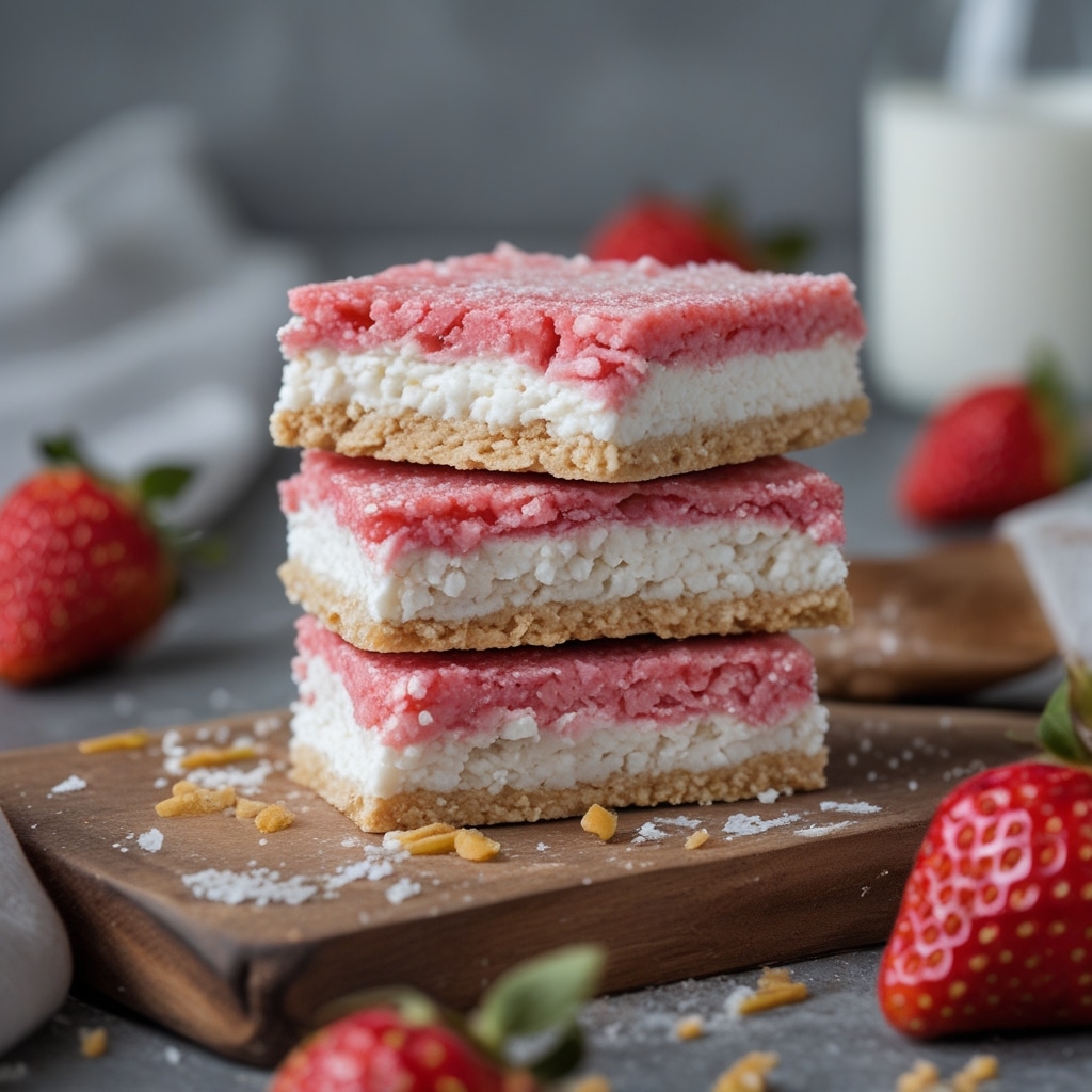 High Protein Strawberry Vanilla Cottage Cheese Bars