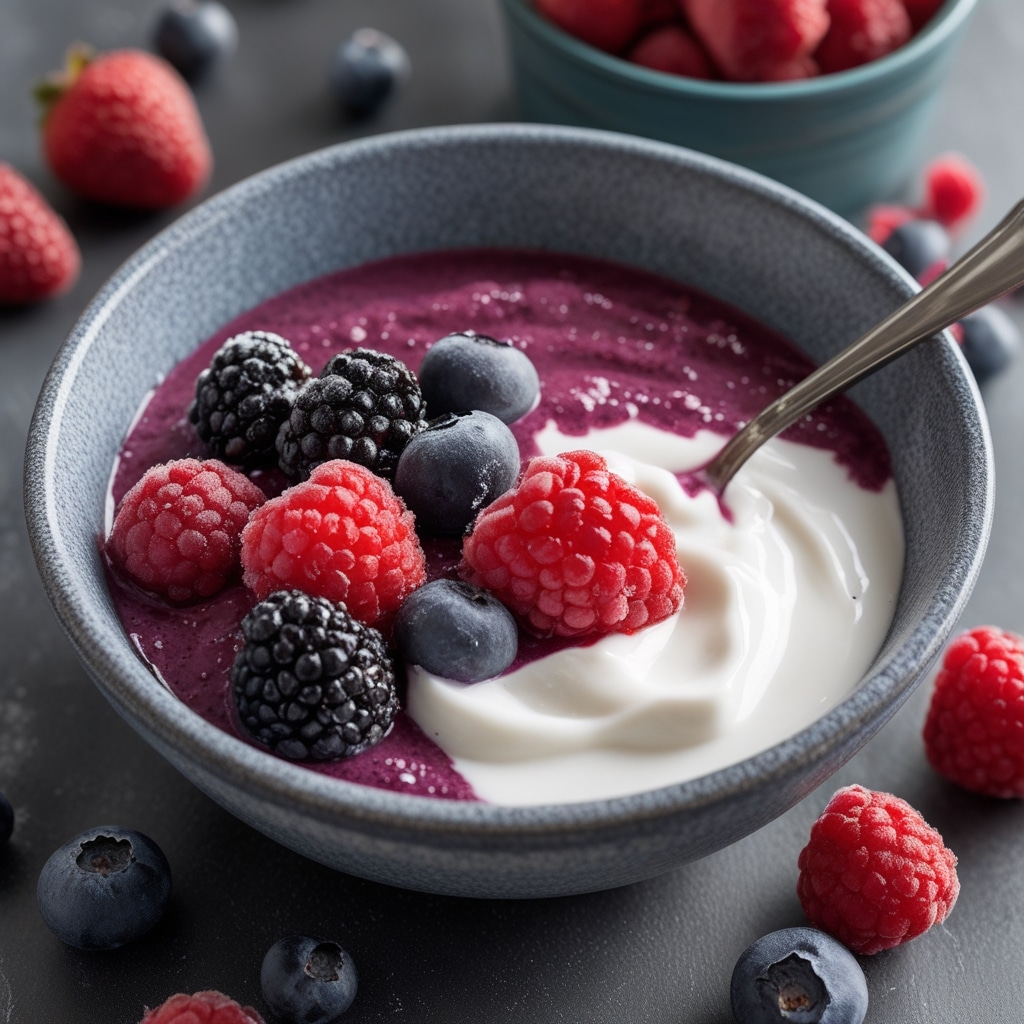 Frozen Mixed Berry Açai Greek Yogurt Bowls