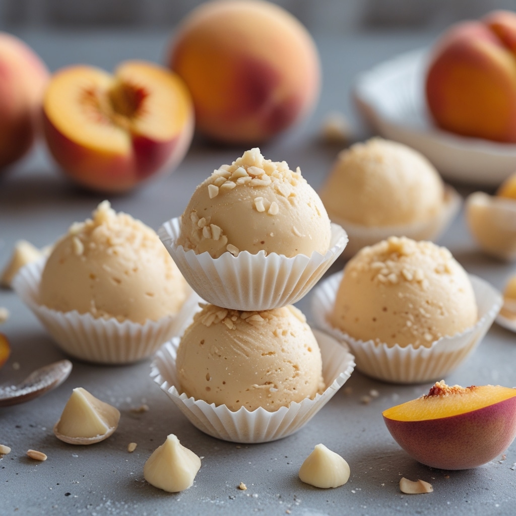 Peach Macadamia Protein Frozen Yogurt Bites