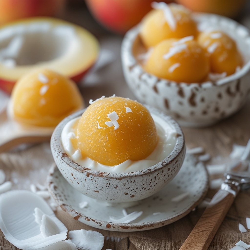 - Frozen Mango Coconut Greek Yogurt Bites