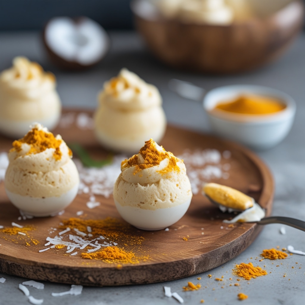 Coconut Turmeric Protein Frozen Yogurt Bites