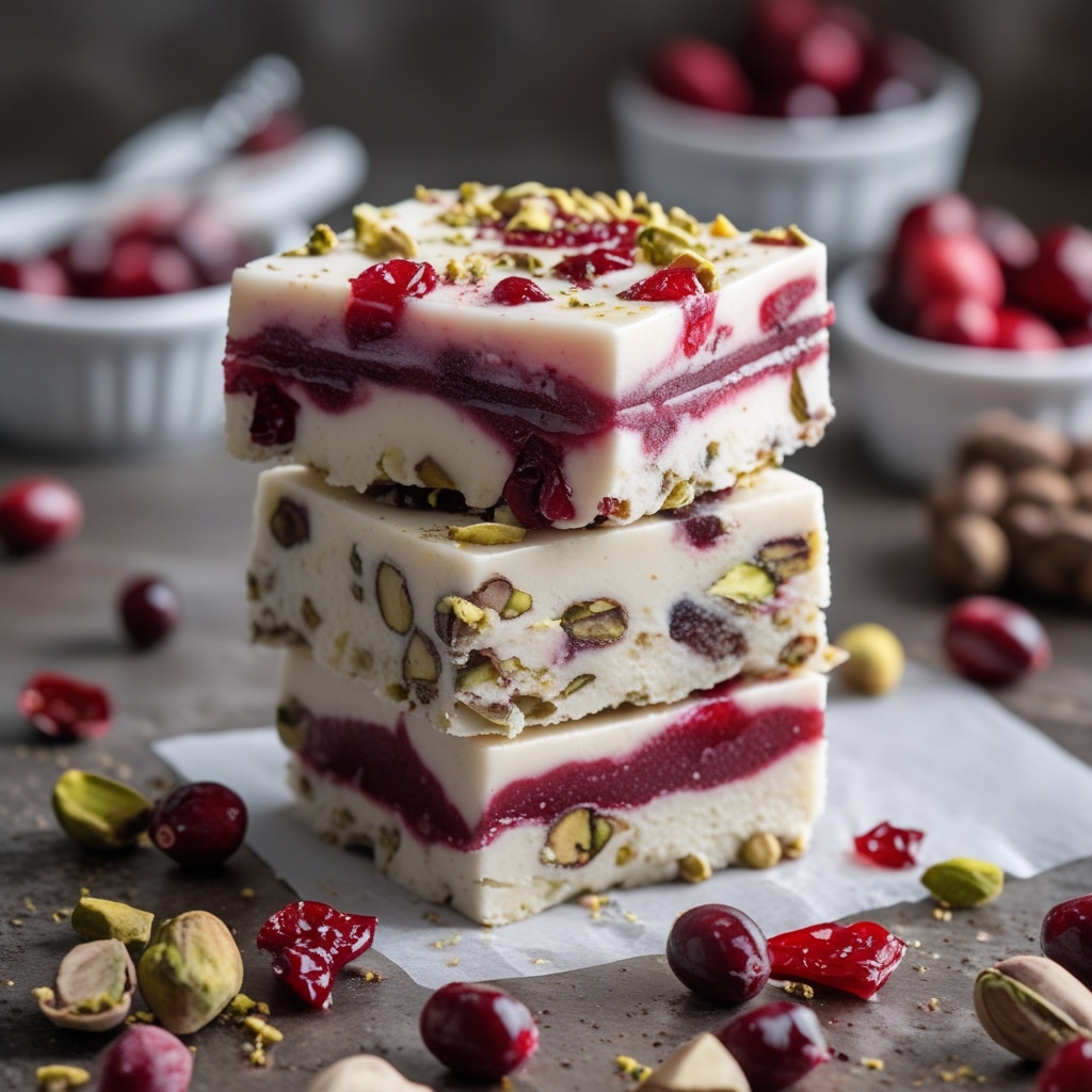 Cranberry Pistachio Protein Frozen Yogurt Bars