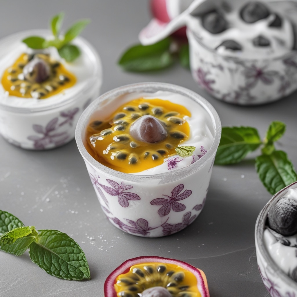 Frozen Passion Fruit Mint Greek Yogurt Bites