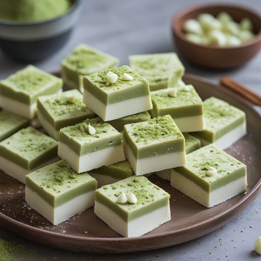 No-Bake Matcha White Chocolate Protein Fudge