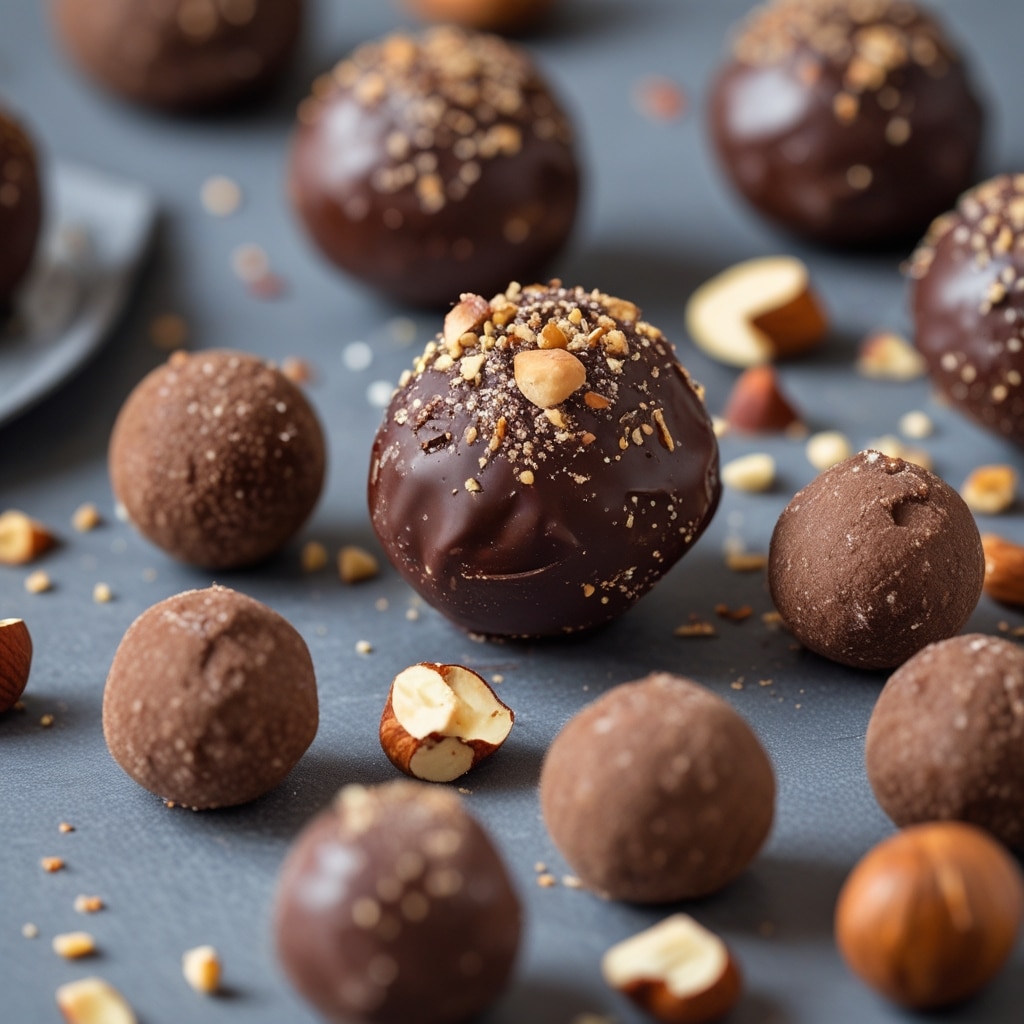 No-Bake Dark Chocolate Hazelnut Protein Truffles