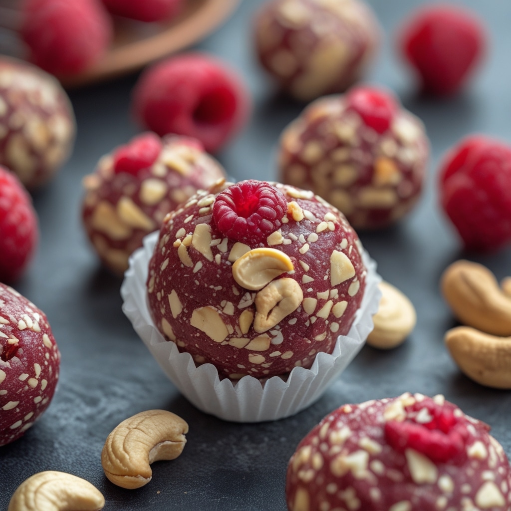 Raspberry Cashew Protein Energy Balls