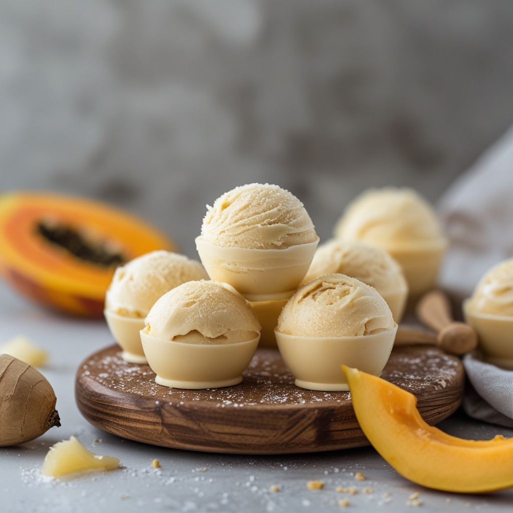 Papaya Ginger Protein Frozen Yogurt Bites