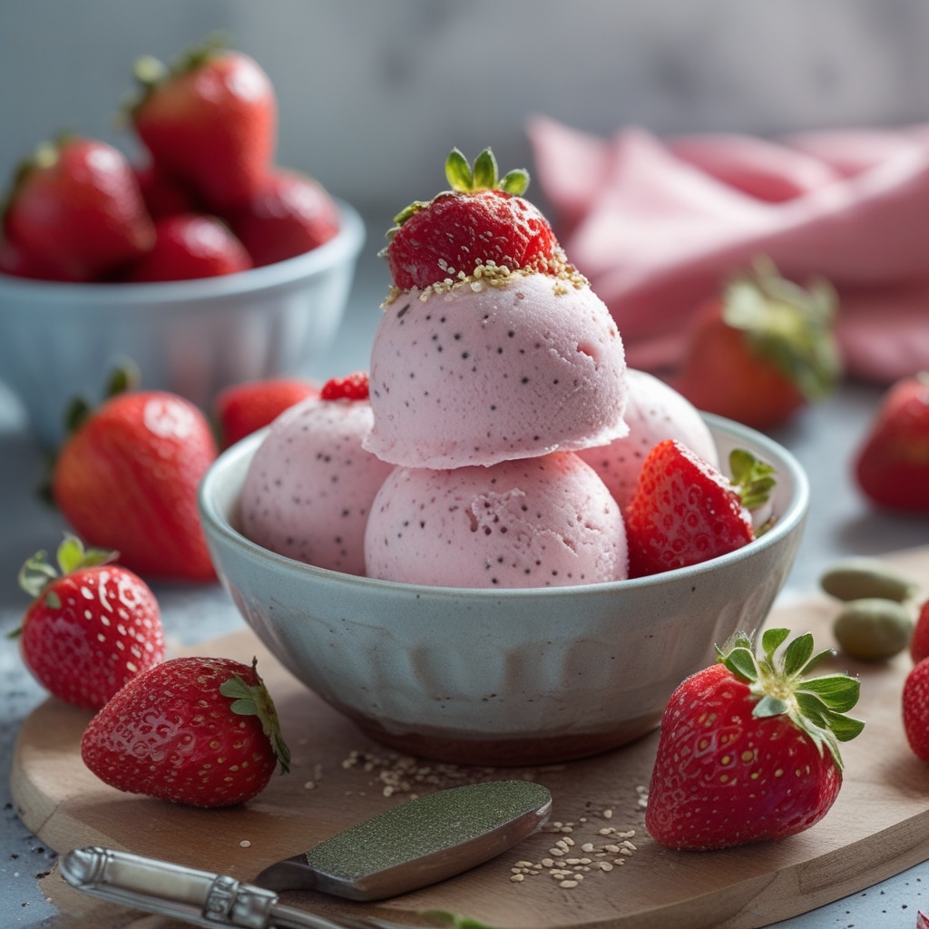 Strawberry Chia Protein Frozen Yogurt Bites