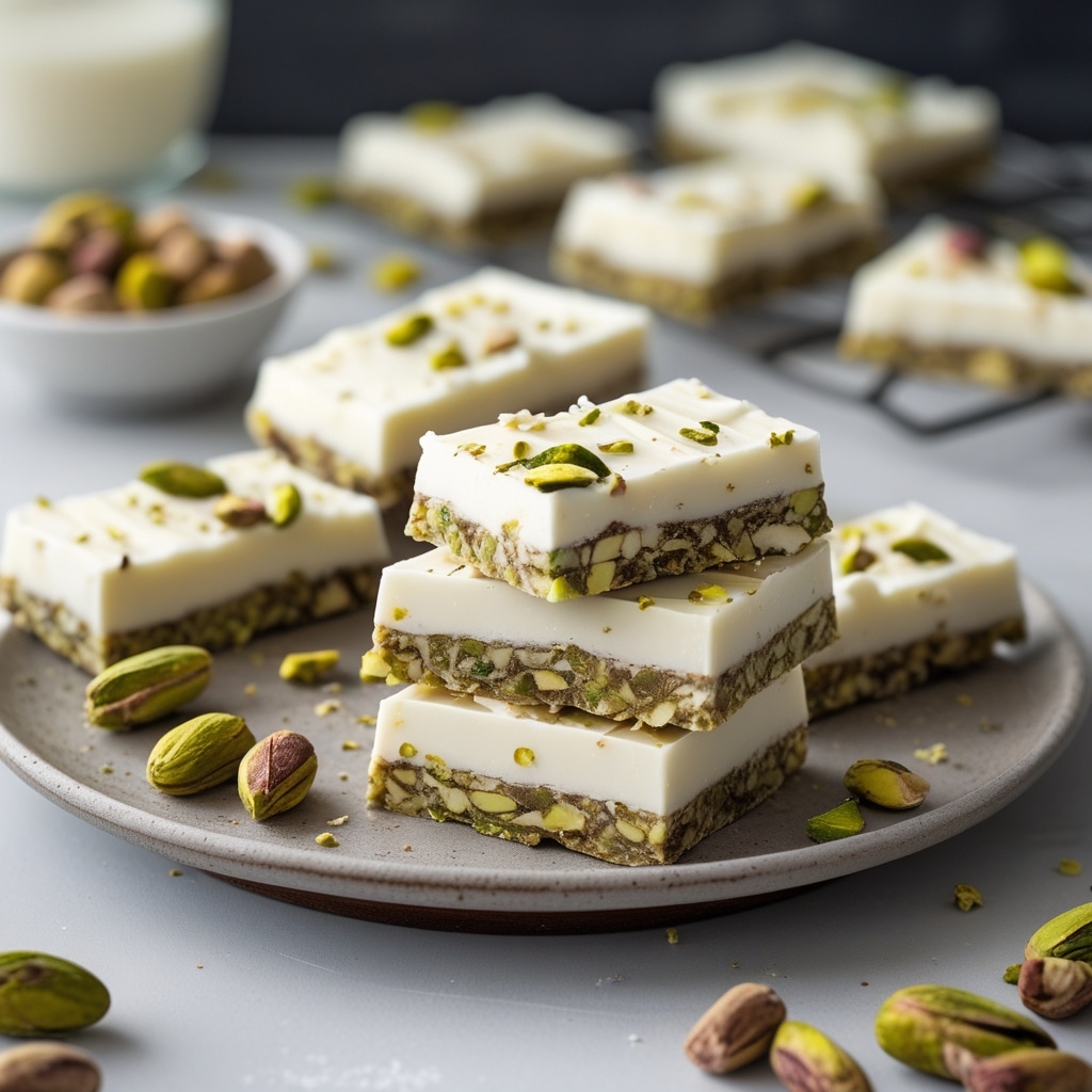 No-Bake Pistachio White Chocolate Protein Bars