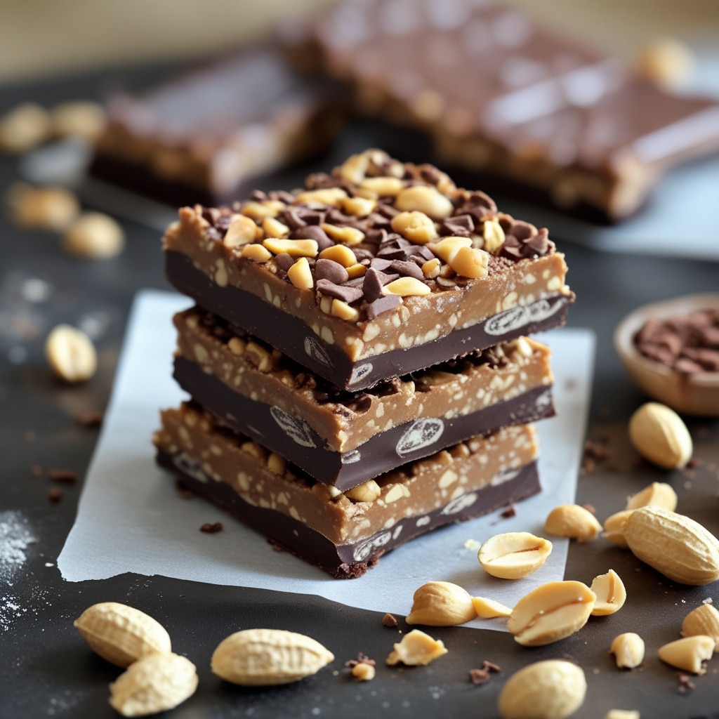 NoBake Chocolate Peanut Protein Bars