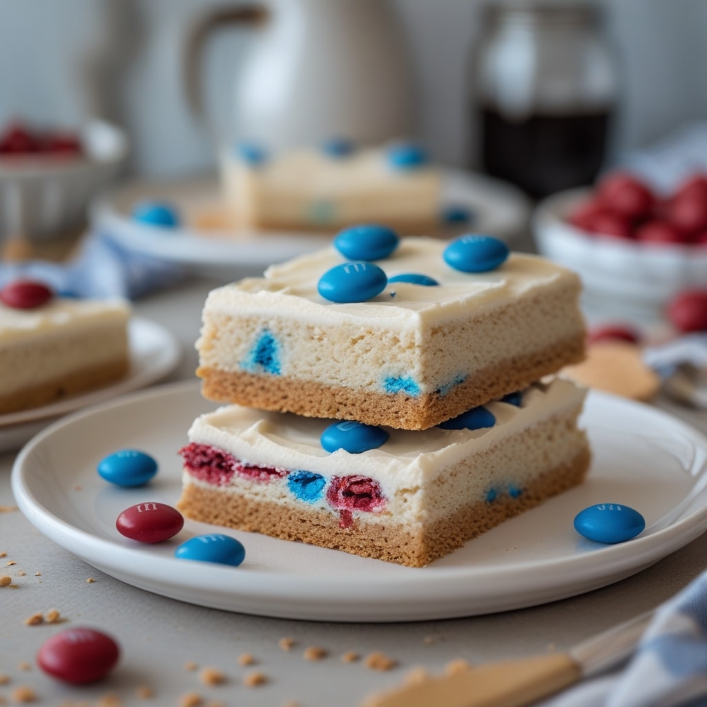 Red White and Blue M&M Cookie Bars