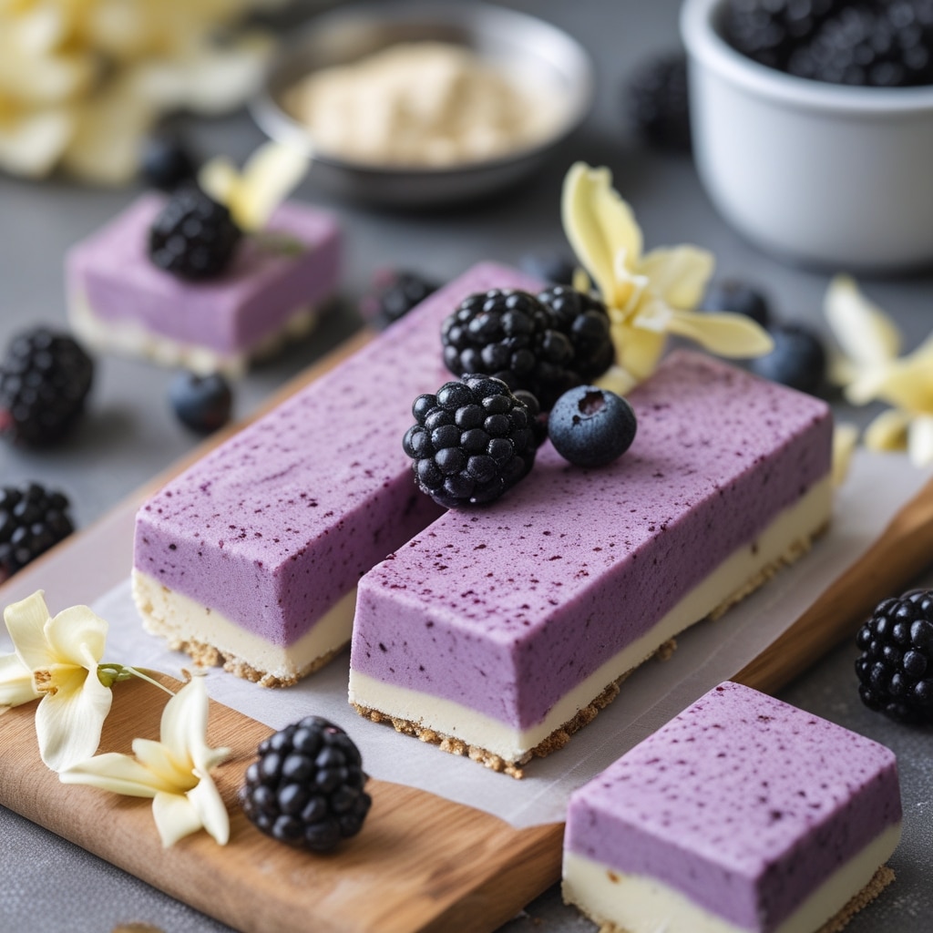 Blackberry Vanilla Protein Frozen Yogurt Bars