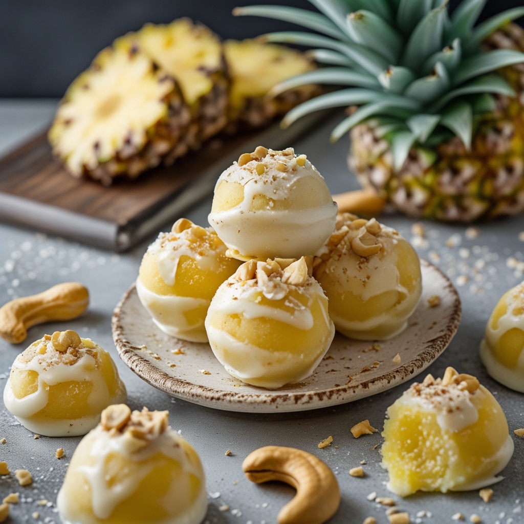 Pineapple Cashew Protein Frozen Yogurt Balls