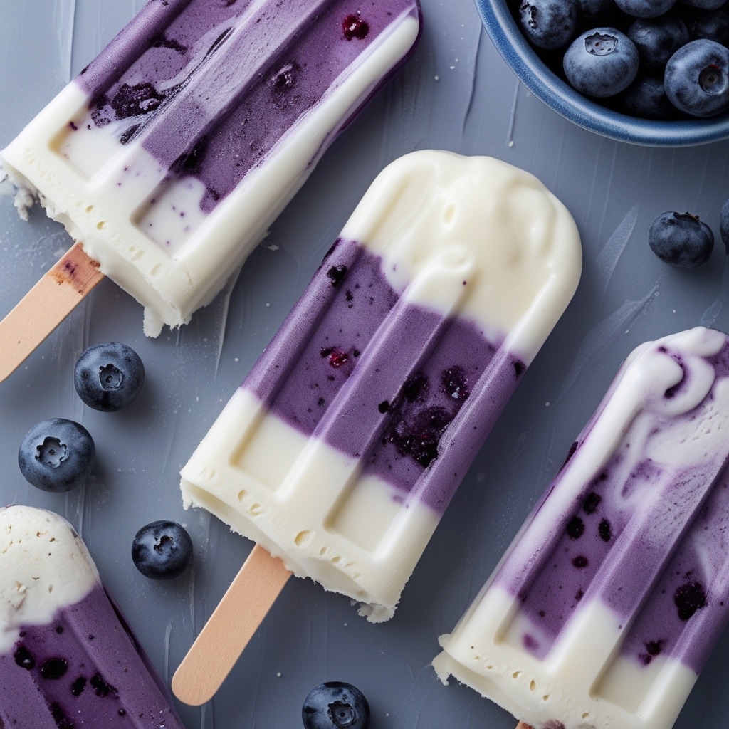 Frozen Blueberry Vanilla Greek Yogurt Pops