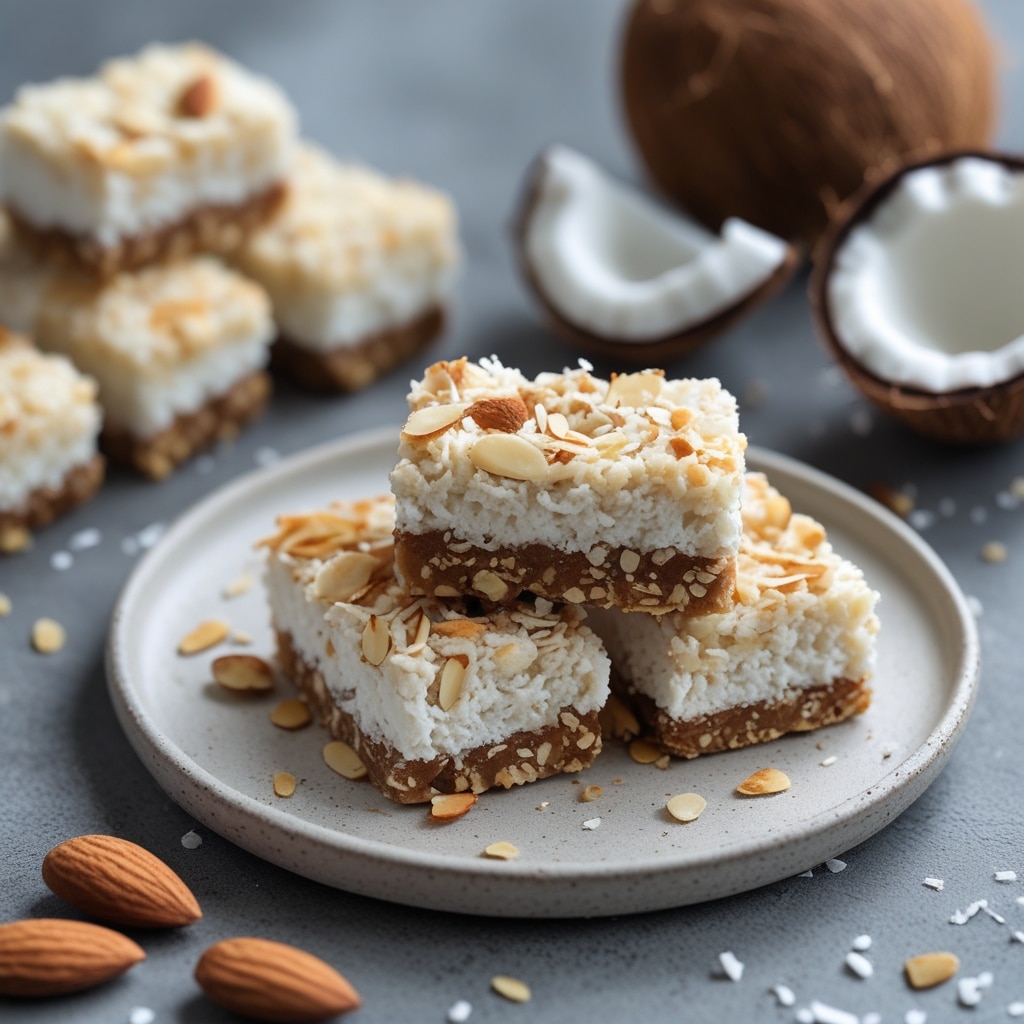 High Protein Coconut Almond Cottage Cheese Bars