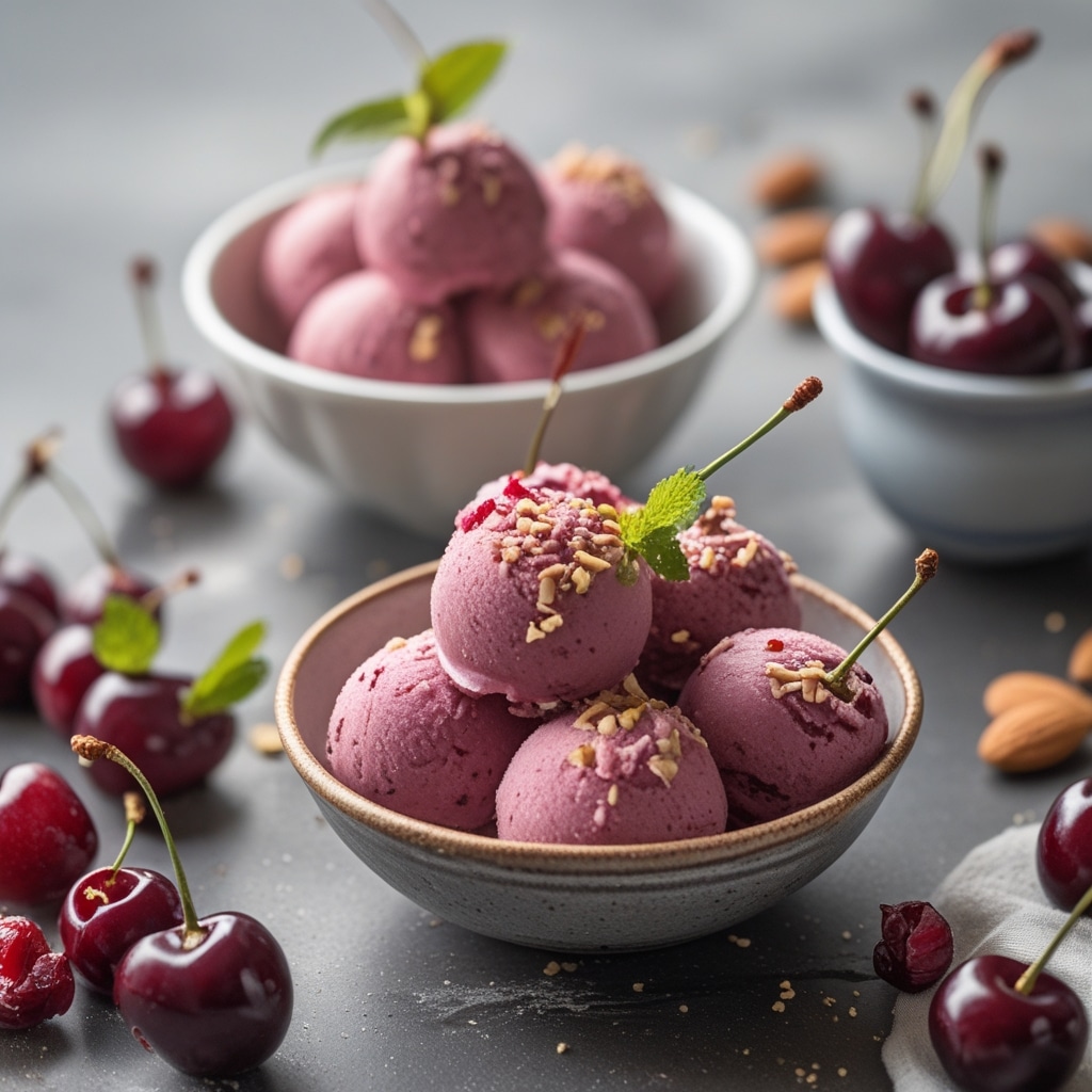 Tart Cherry Almond Protein Frozen Yogurt Bites