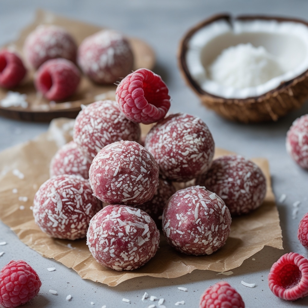 No-Bake Raspberry Coconut Protein Balls