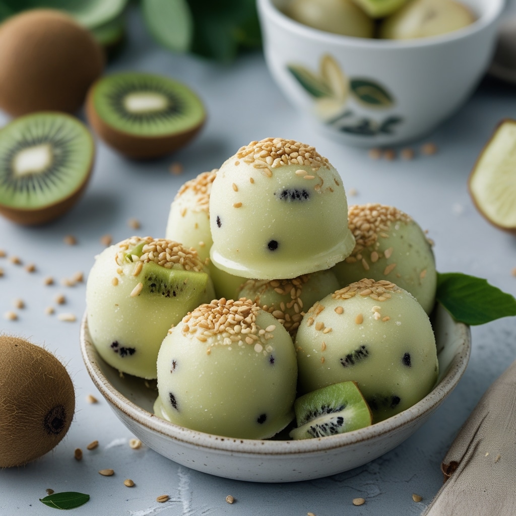 Kiwi Sesame Protein Frozen Yogurt Bites