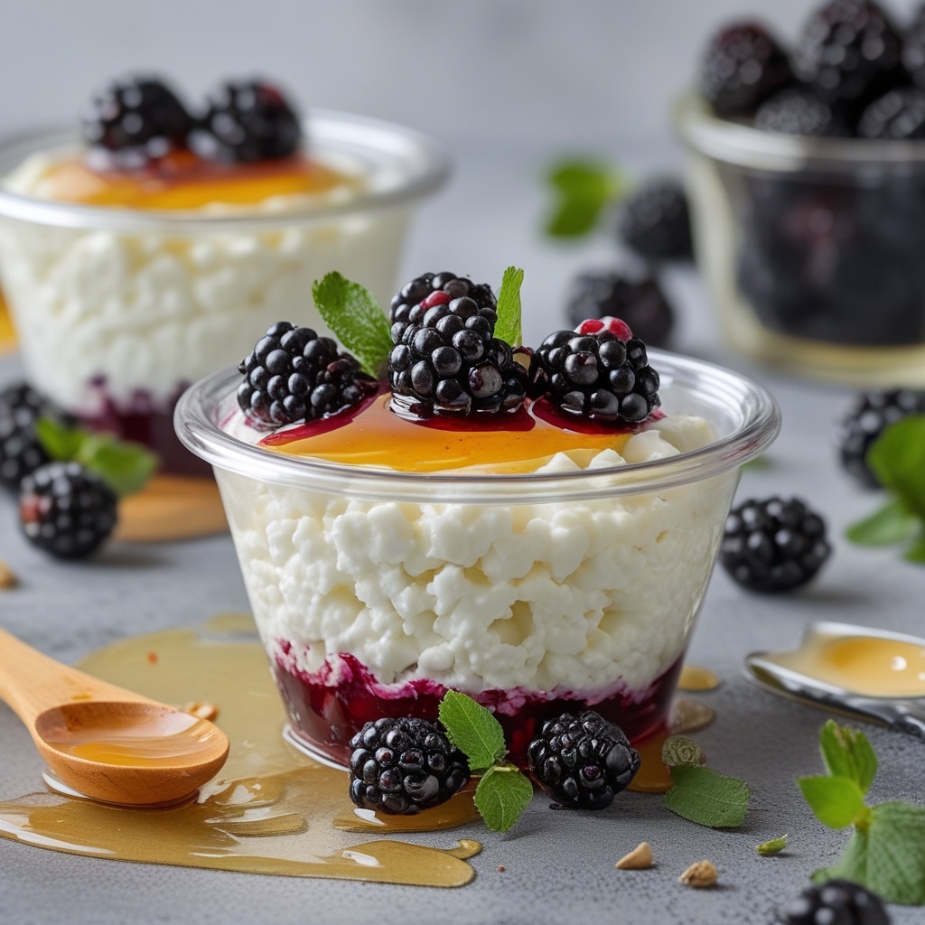 High Protein Blackberry Honey Cottage Cheese Cups