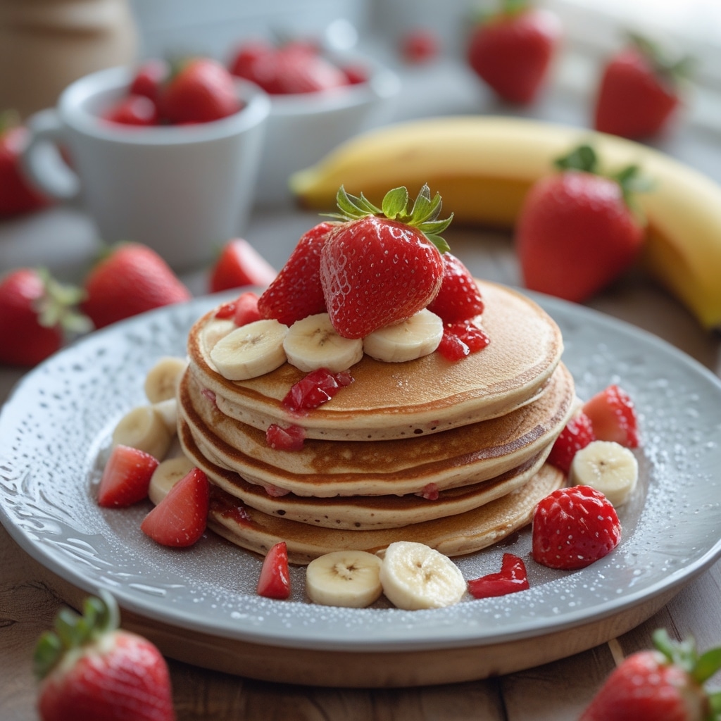 Strawberry Banana Protein Pancakes