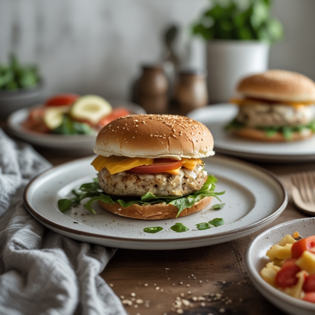 Easy Cheddar Ranch Chicken Burgers