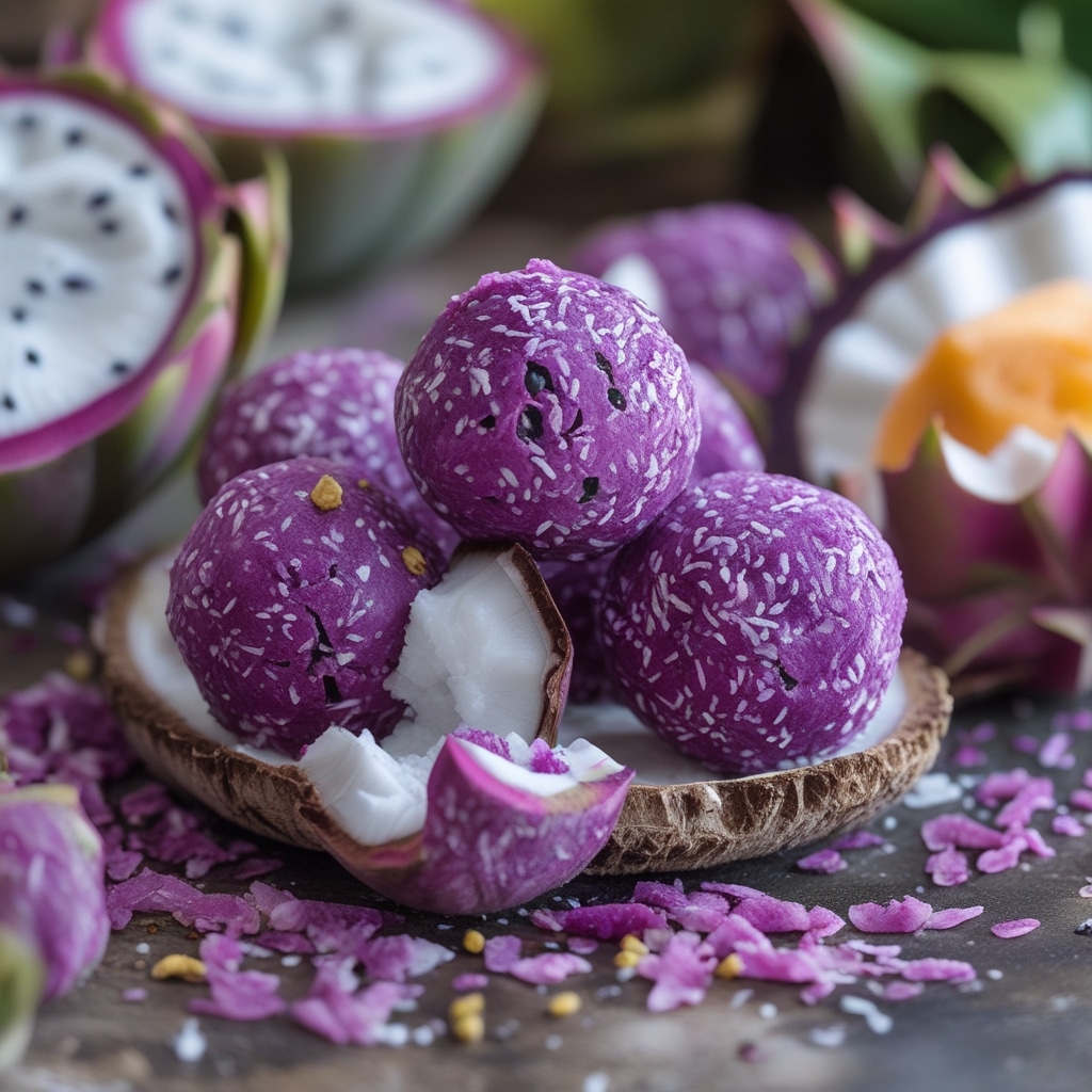 Dragon Fruit Coconut Protein Bites