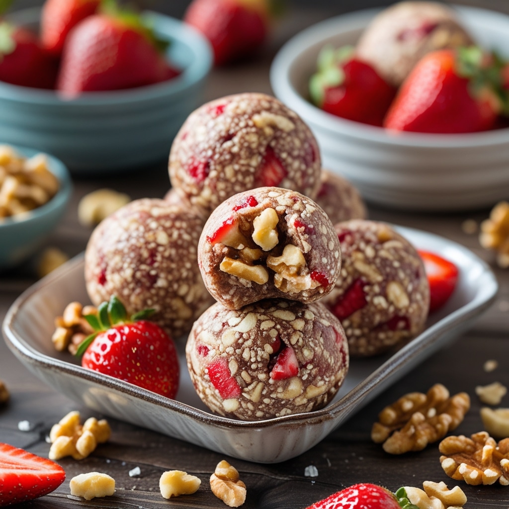 Strawberry Walnut Protein Energy Balls