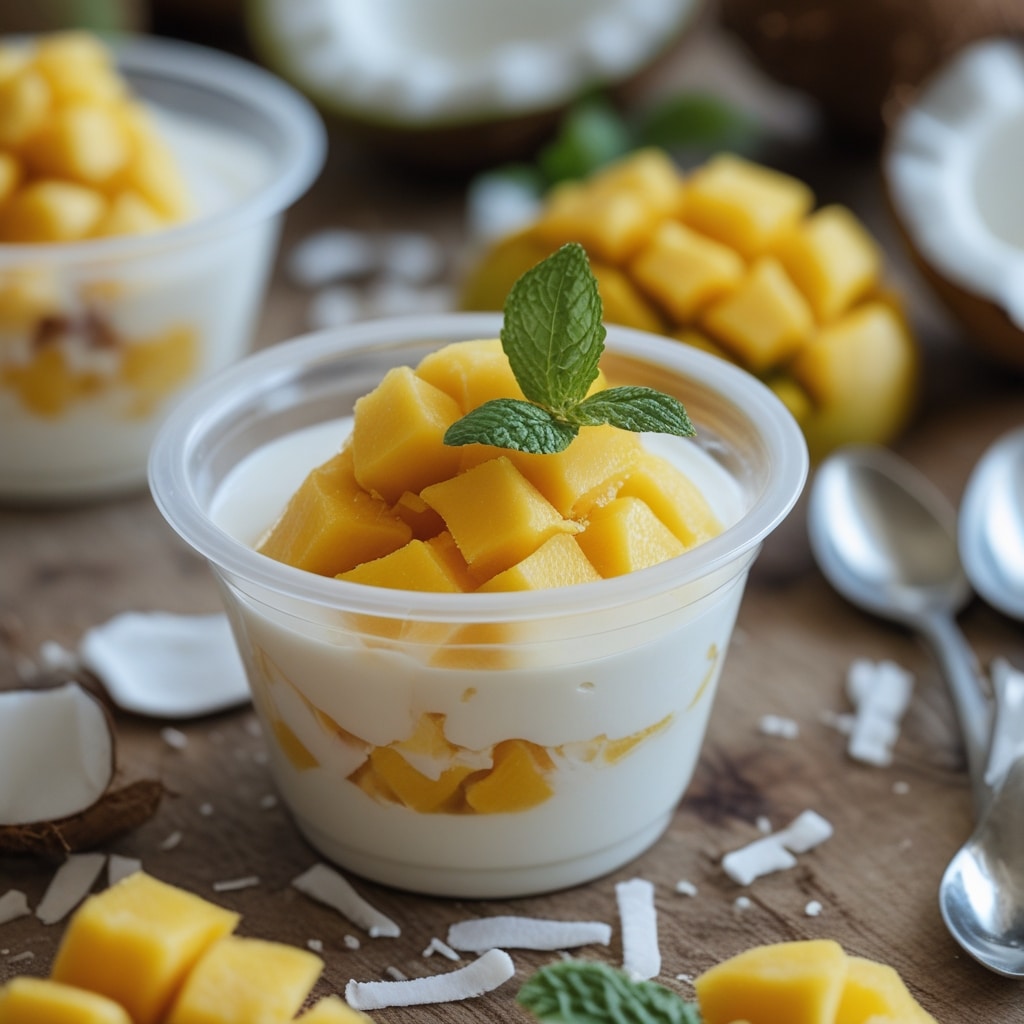 Frozen Mango Coconut Greek Yogurt Cups