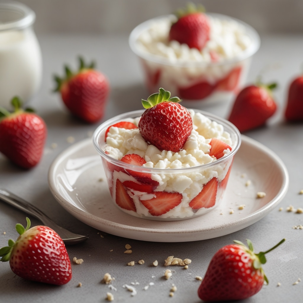 High Protein Strawberry Vanilla Cottage Cheese Cups