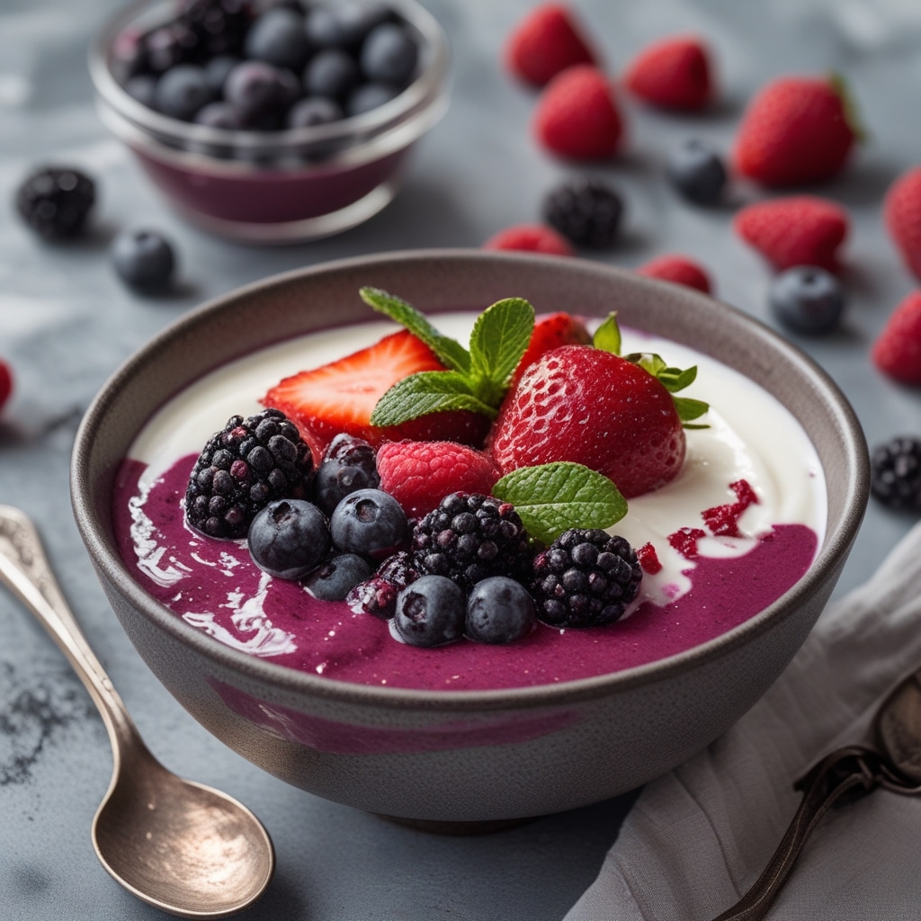 Frozen Acai Berry Greek Yogurt Bowls