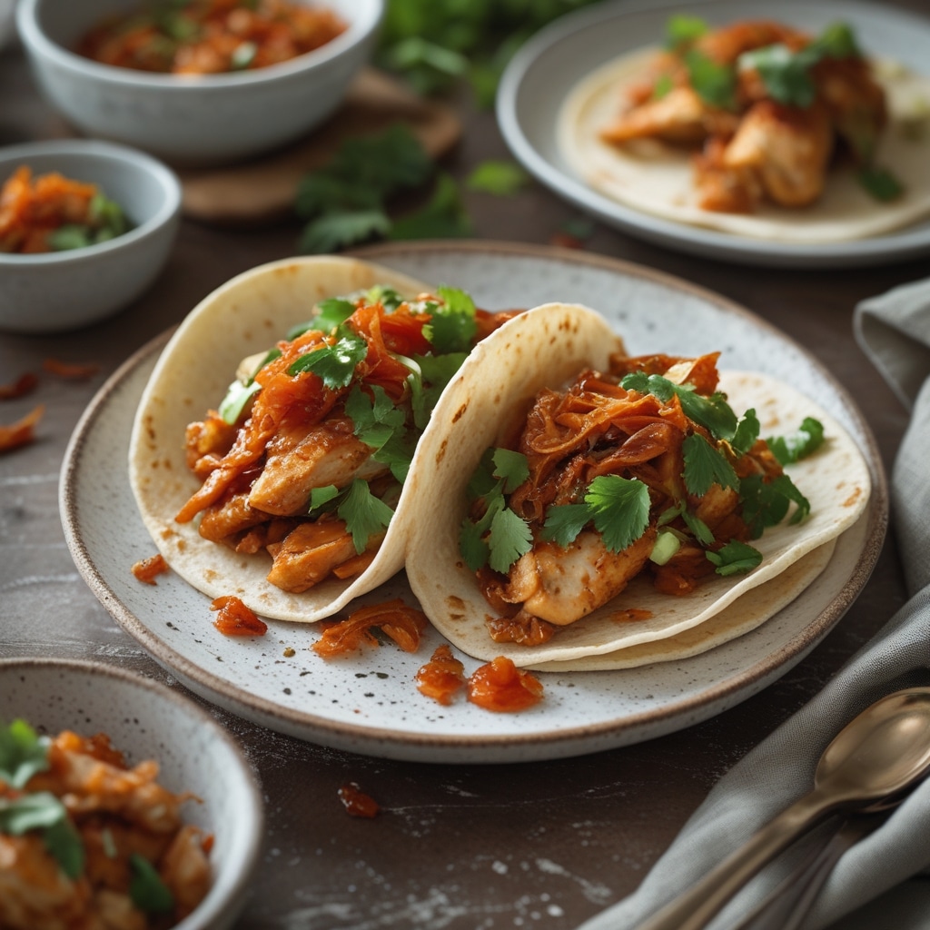 Korean Chicken Tacos with Caramelized Kimchi