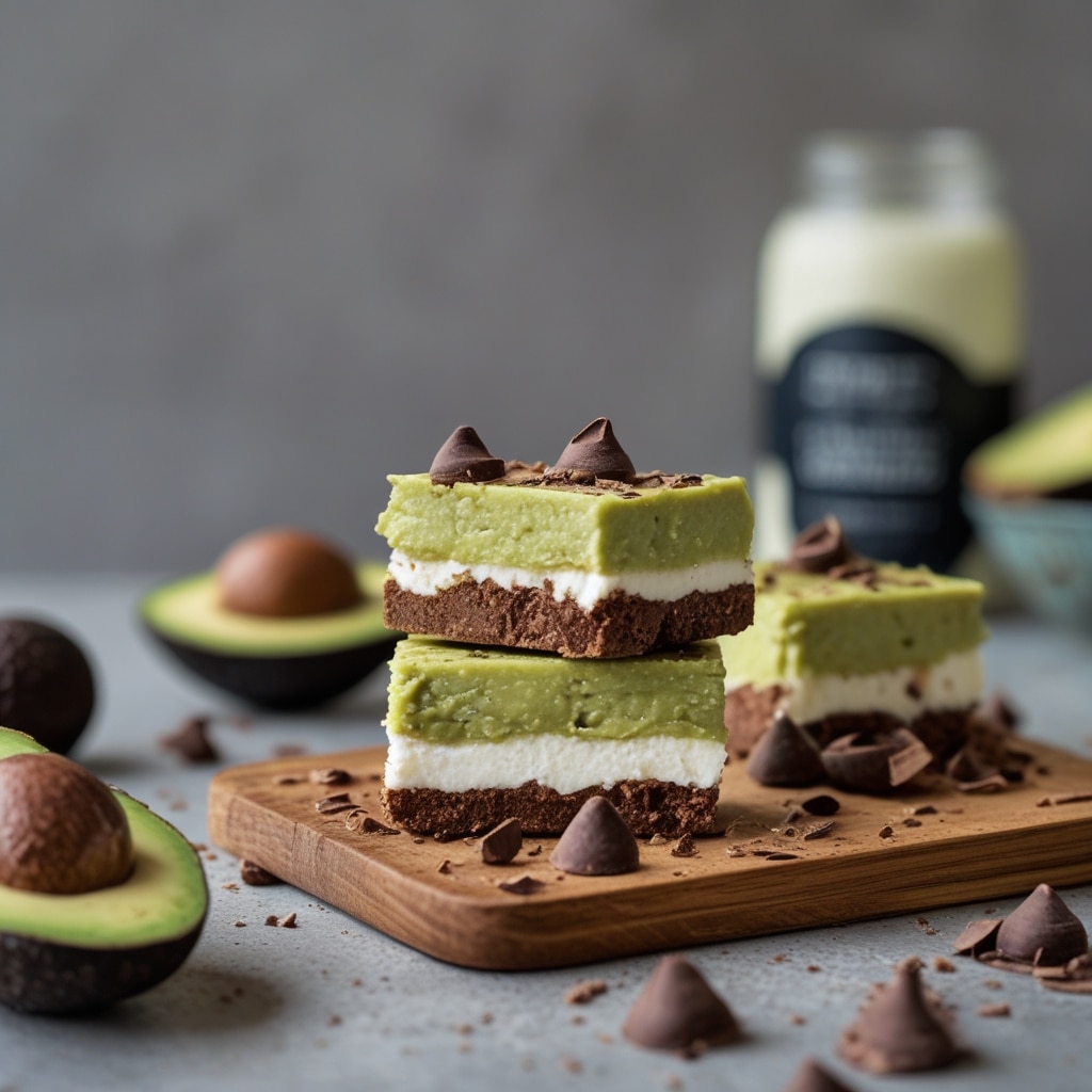 High Protein Avocado Cacao Cottage Cheese Mousse Bars