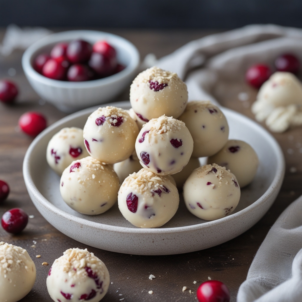 No-Bake Cranberry White Chocolate Protein Bites