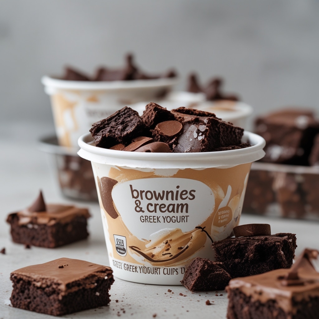 Frozen Brownies & Cream Greek Yogurt Cups