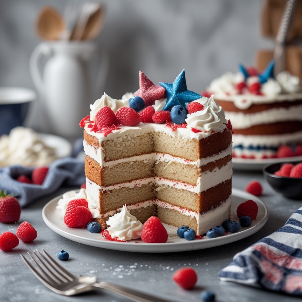 Patriotic Red White and Blue Layer Cake