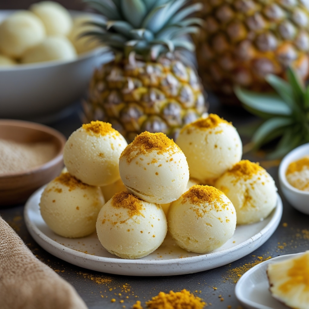 Pineapple Turmeric Protein Frozen Yogurt Balls